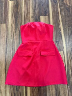 Boohoo Red Strapless Mini Dress